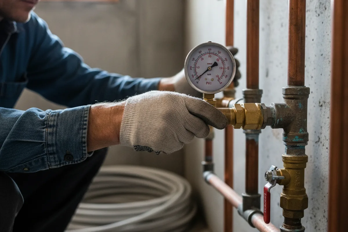 Pressure testing a repaired line during Water Line Repair in West Nottingham